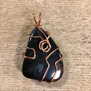 Black Chalcedony Agate Necklace Pendant